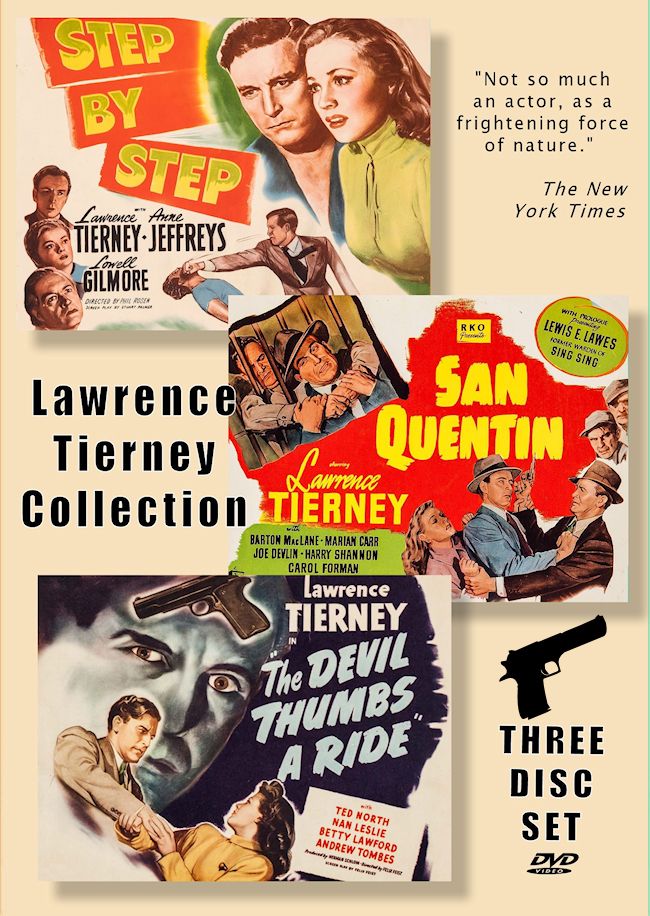 Lawrence Tierney Step by Step San Quentin The Devil Thumbs a Ride DVD 3 disc set Playable in US